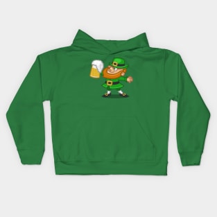 Funny Saint Patricks Day Leprechaun Beer Kids Hoodie